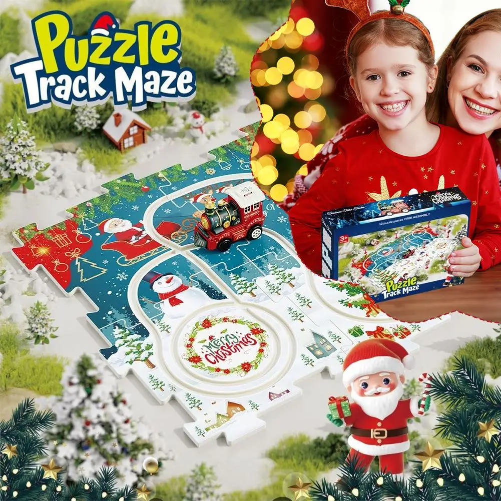 2024 New Christmas Puzzle Toy Rail Car Two-in-one Educational Children's Puzzle Rail Car Toy