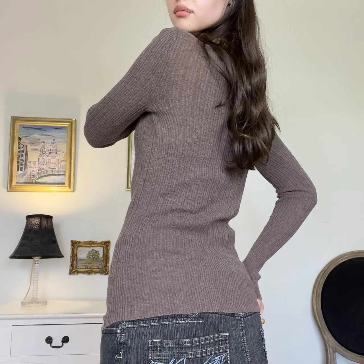 

Women Y2k Knit Long Sleeve Shirt Tops Vintage Basic Ribbed Button Round Neck Slim Fit Blouse Fairy Grunge Aesthetic Clothes