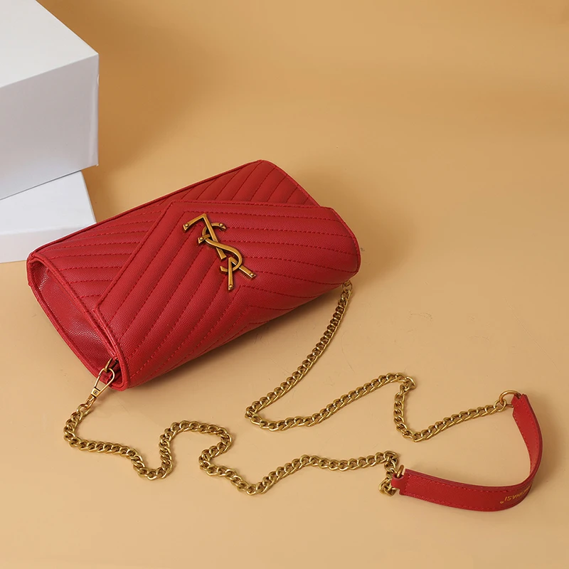 Bolso cruzado de alta calidad para mujer, bolso cuadrado pequeño simple y portátil, bolso de hombro con cadena para mujer, bolso de moda