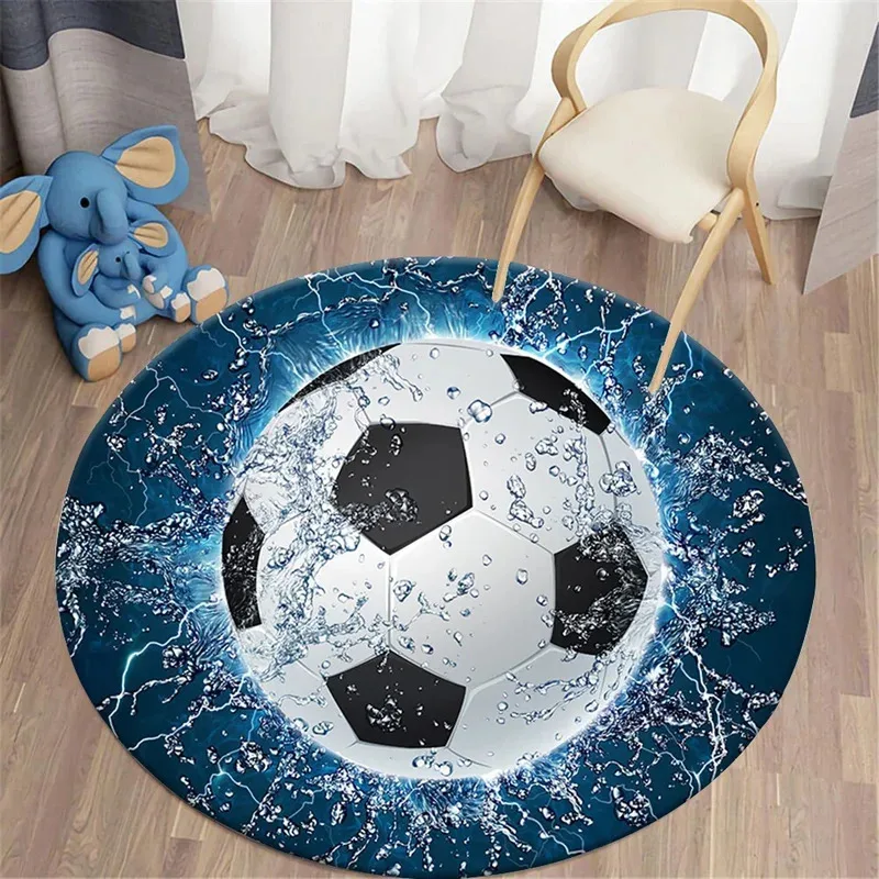 

JSL36HX Football Round Carpets Flame Soccer 3D Printed Carpets for Living Room Bedroom Rugs Flannel Non-slip Floor Mat Alfom9Ok%