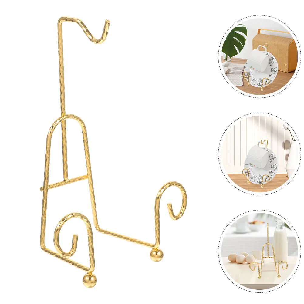 

European Style Coffee Mug Storage Rack Gold Plated Wire Elegant Desktop Ceramic Plate Holder Multifunctional Coffee Mug Hanger