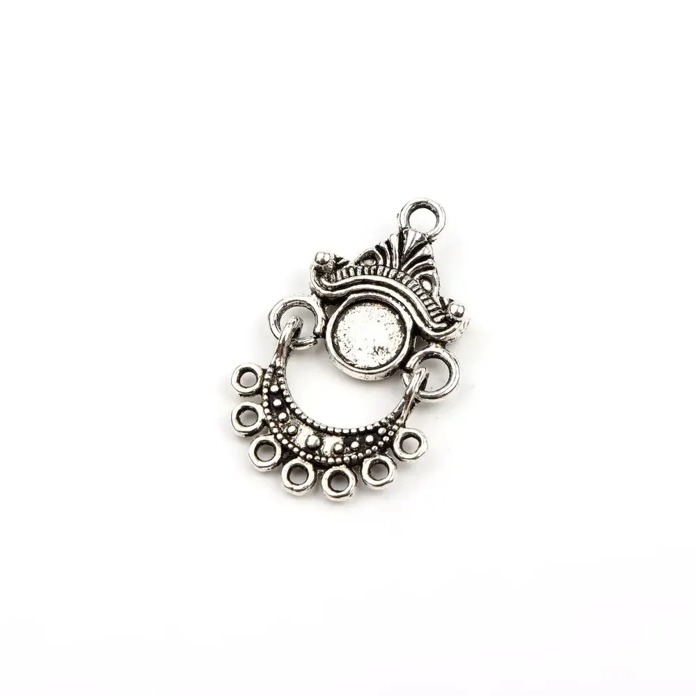 5pcs Tibetan Silver Alloy Retro Earrings Charm Holes Connect For Jewelry Making Finding Accessories Wholesale Supplies 30*18mm