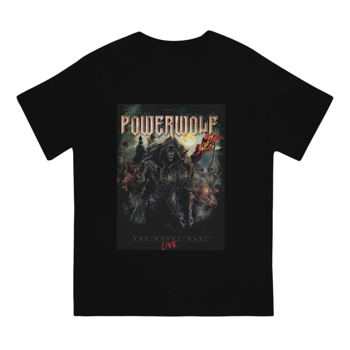 Novelty Powerwolf MusicI T-Shirt Men O Neck 100% Cotton T Shirts Powerwolf Band Short Sleeve Tee Shirt Printing Clothing