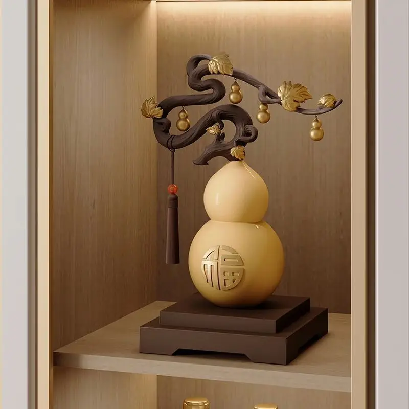 

Wufu Linmen gourd ornament, new Chinese wine cabinet to attract wealth, Nafu decoration bogu rack to send leaders and friends