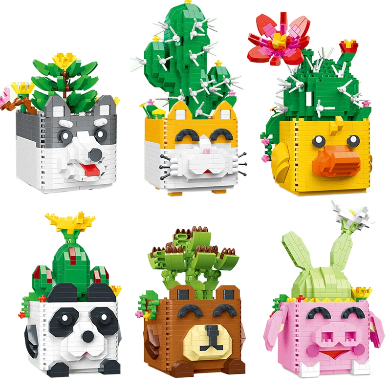 

Creative Succulent Plants Building Blocks Toys for Boys Girls Pets Model Blocks Diamond Bricks Bonsai Desktop Decoration DIY Toy