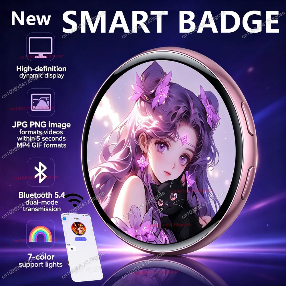 Dynamic Electronic Badge Display 1.85 Touch Screen Anime E-Badge For Game Peripherals Excellent Fans Friends Birthday Gift BW01