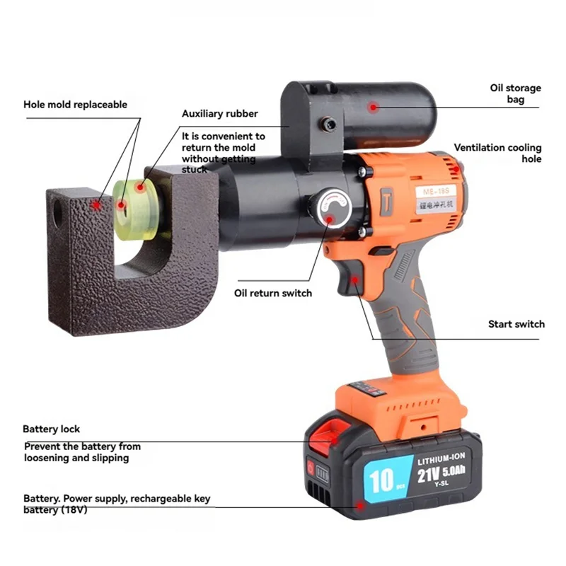 Brug hydraulische perforator Lithiumbatterij Oplaadbare perforator Kabelbak Gatvrije draagbare perforator