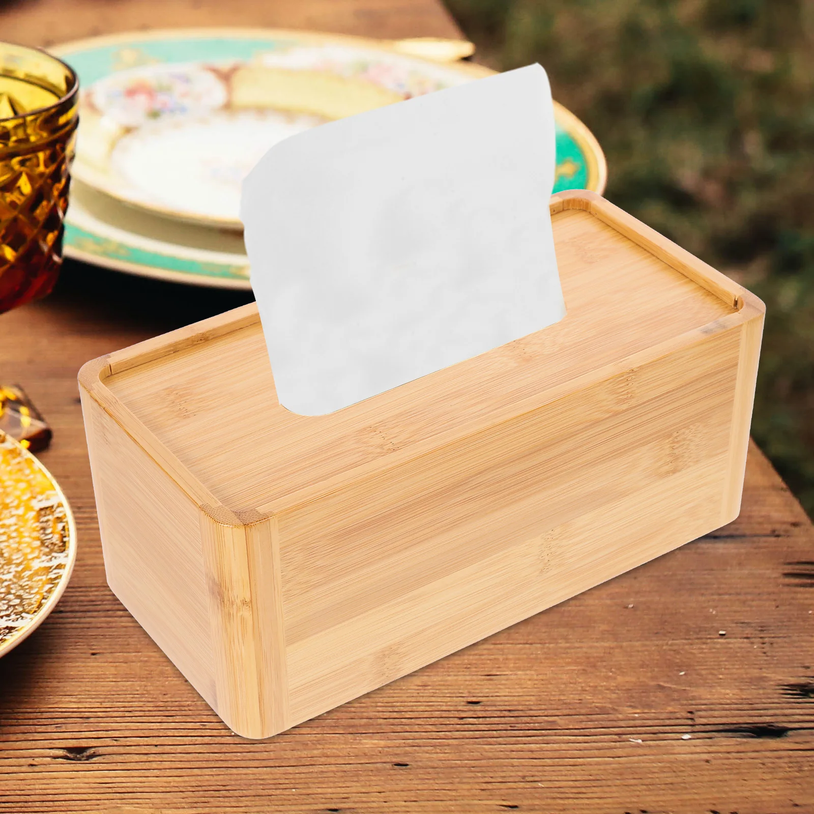

1 pc Thickened Bamboo Tissue Box Holder For Home Hotel Bar Cafe Bathroom Car Use Facial Paper Storage Container
