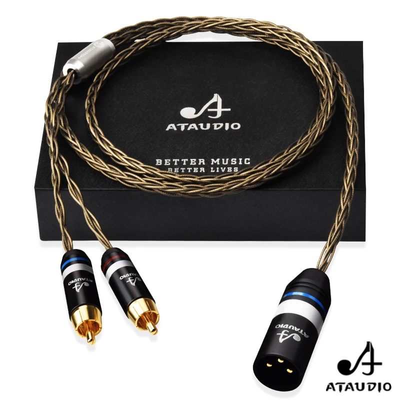 

Аудиокабель ATAUDIO HiFi XLR - 2RCA, высококачественный, 8-жильный, с серебряным покрытием OCC, XLR (папа/мама) - 2RCA (гнездо/штекер), Y-образный кабель-разветвитель для усилителя