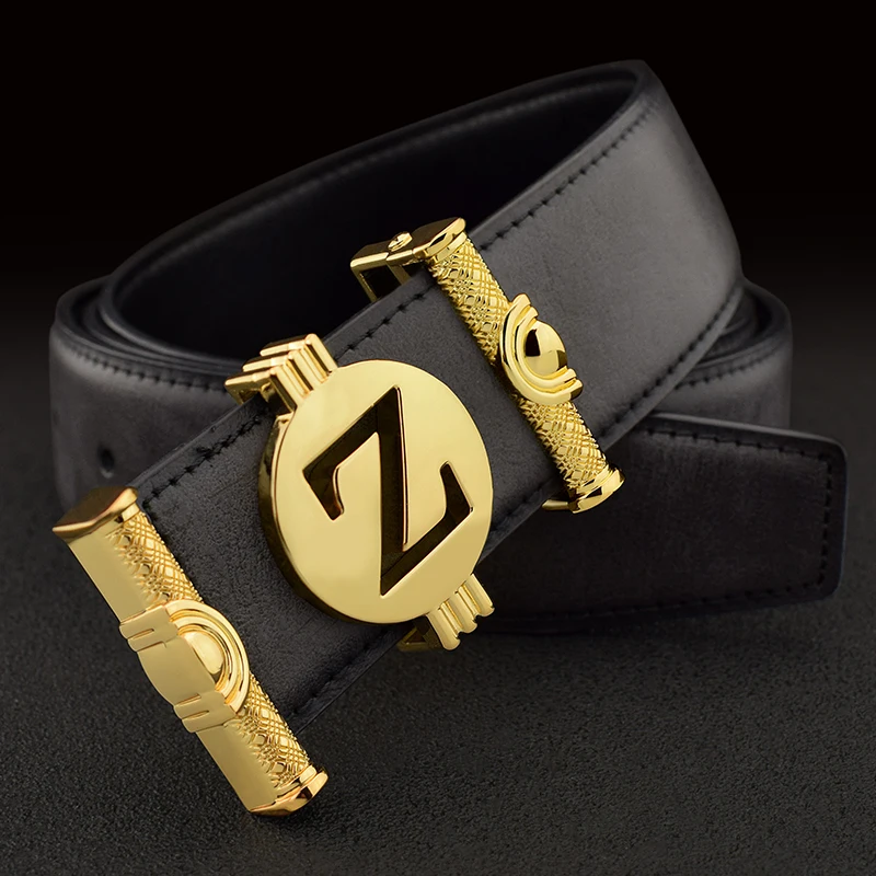 

Designer z letter buckle luxury belts men high quality 3.3cm genuine leather fashion Cowskin Waist Strap Golden buckle Solid