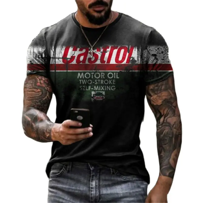 2023 Men\'s T-shirts 3d Retro Printed Short Sleeve Tops Vintage Oil T Shirt For Mens Motorcycle T-shirt Casual Oversized Tees