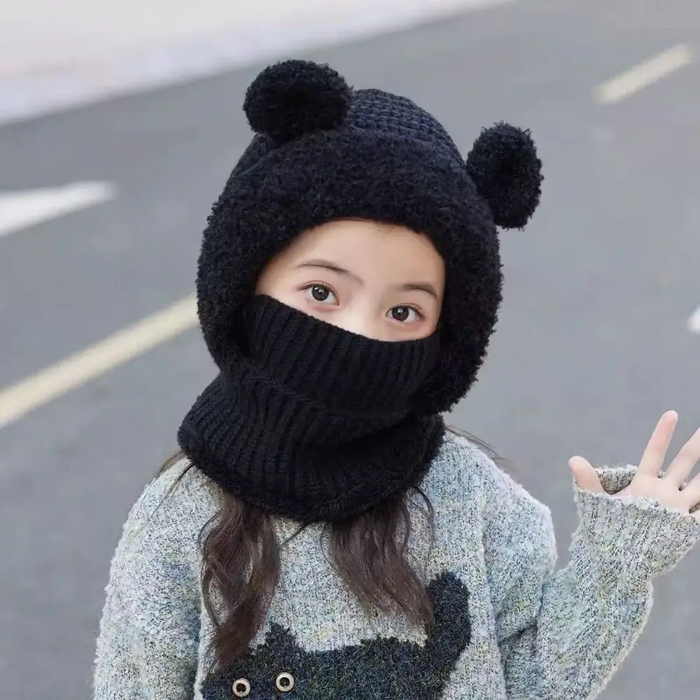 قبعة شتوية صوفية ناعمة لحماية الأذن، قبعة بالاكلافا قابلة للتعديل، مقاومة للرياح، غطاء دفء للرقبة، قبعات وقبعات شتوية للأطفال