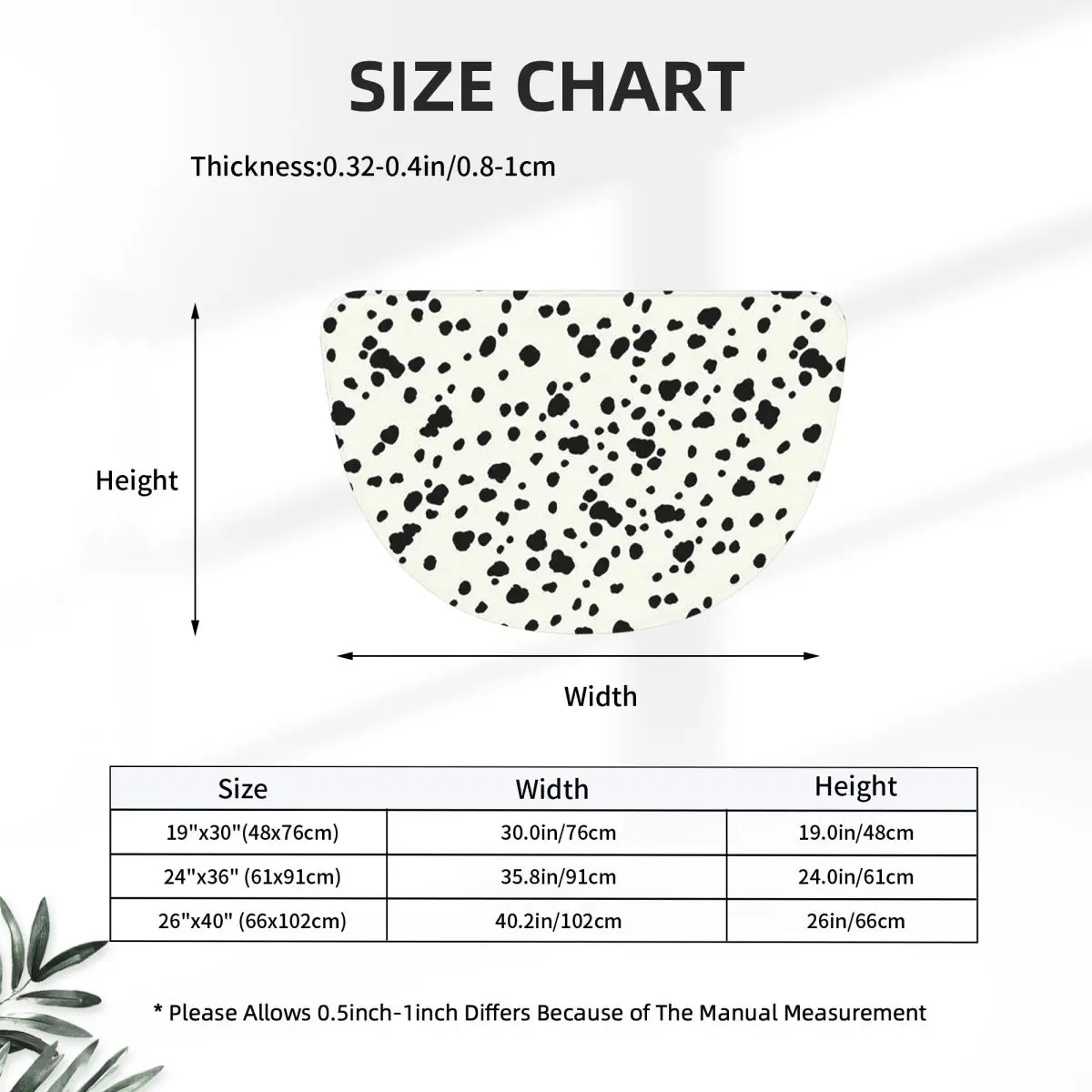 Dalmatian Dog Texture Soft Flannel Half Round Doormat Non Slip Bathroom Mat Absorbent Floor Carpet for Living Room