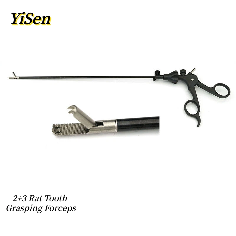 

Laparoscopic Forceps 2+3 Rat Tooth Grasping Forceps Single Action ,Head Length 21mm Reusable Laparoscopic Forceps