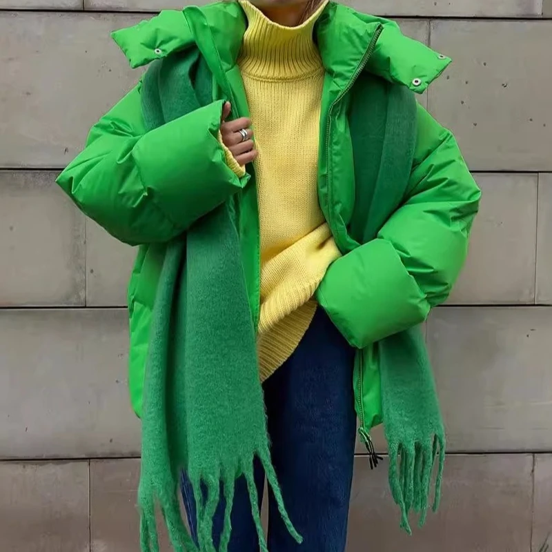 여성용 겨울 코튼 재킷 루즈 파카 레트로 베이커리 재킷 캐주얼 후드 여성용 따뜻한 코튼 다운 재킷 파카 탑 2025