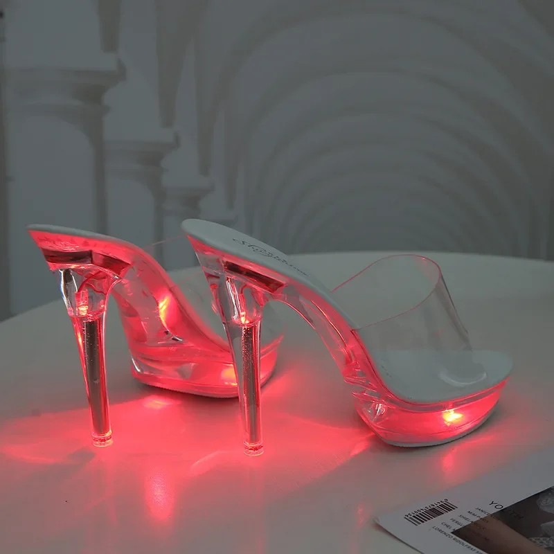 

Women's 13CM High Heel LED Illuminated Clear Heel Sandals Luminous Slippers LFD-1099, for Party & Night Out