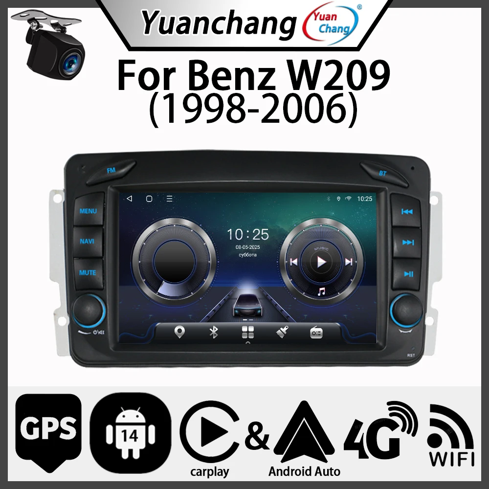 مشغل وسائط متعددة أندرويد 14 مقاس 8 بوصات لسيارة Mercedes Benz W209 C-Class C180 C200 CLK200 GPS 2 Din Carplay Auto #1