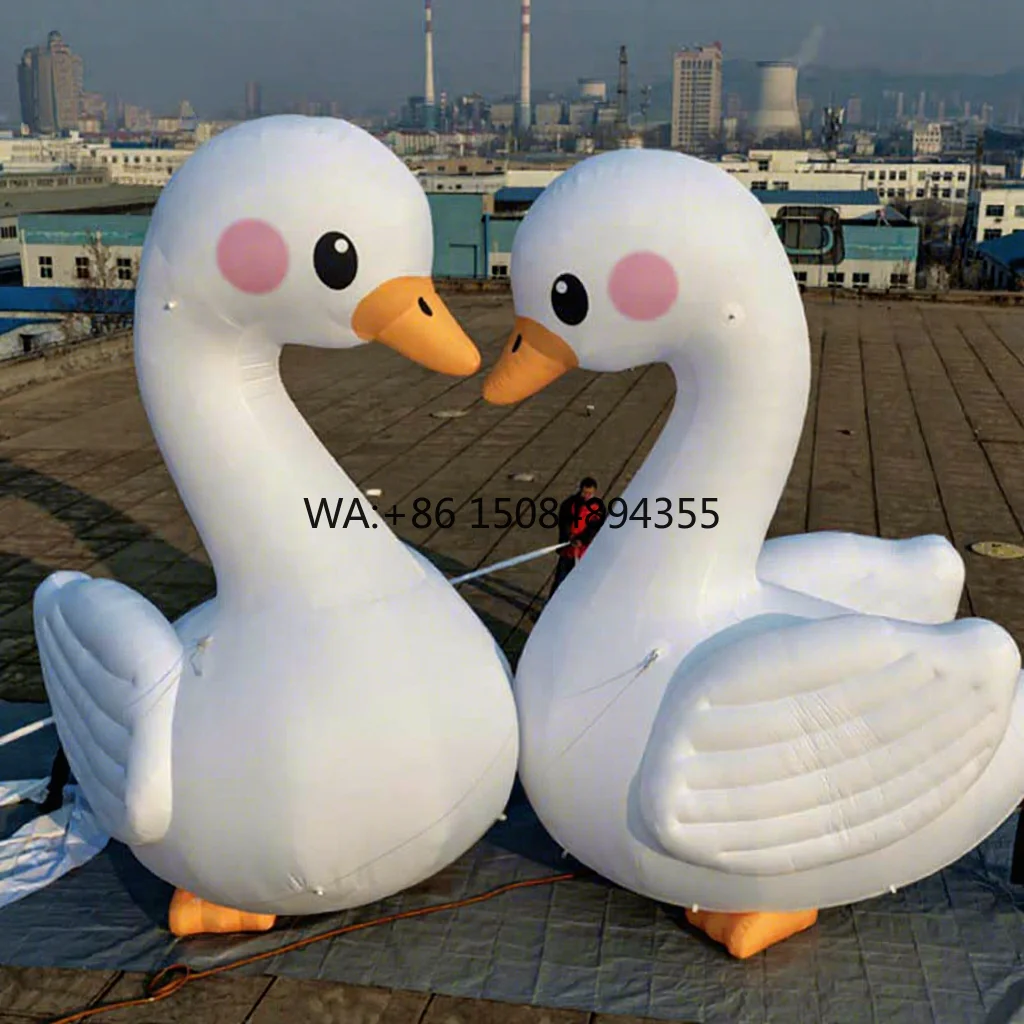 Custom Wedding Decoration Led Light Animal Inflatable Model White Beautiful Inflatable Swan for Parade