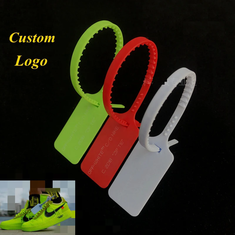 20pcs NEW 2018 OW Zip Tie Disposable Plastic Tag Off Jewellery Decorations Sneakers Shoes  Red White Green Security Seals