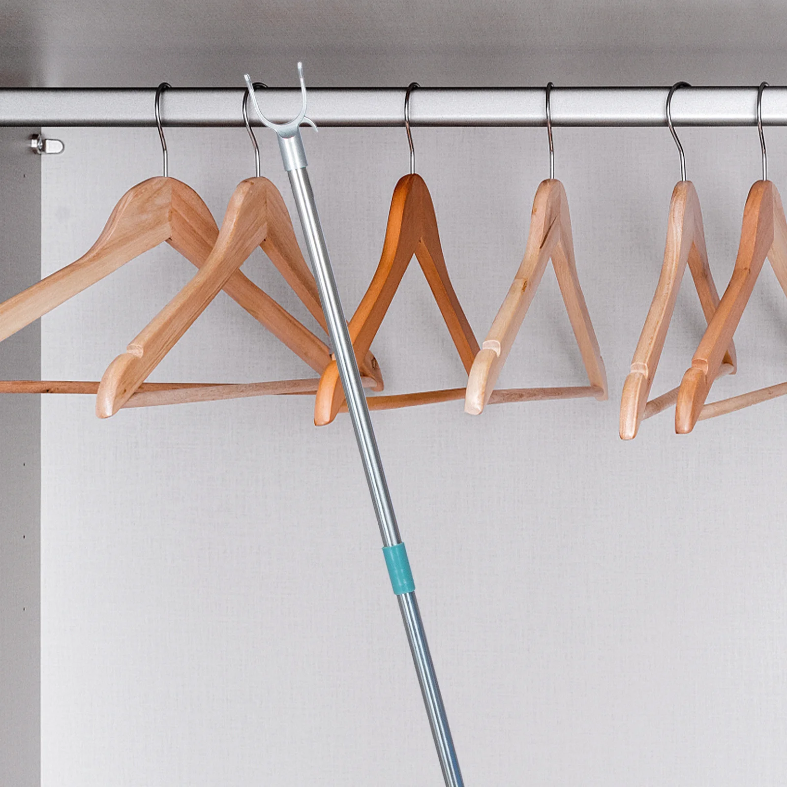 

Clothes Drying Pole Splicable Stainless Steel Lightweight Practical Wardrobe Hook Multi-Purpose Laundry Reach Tool