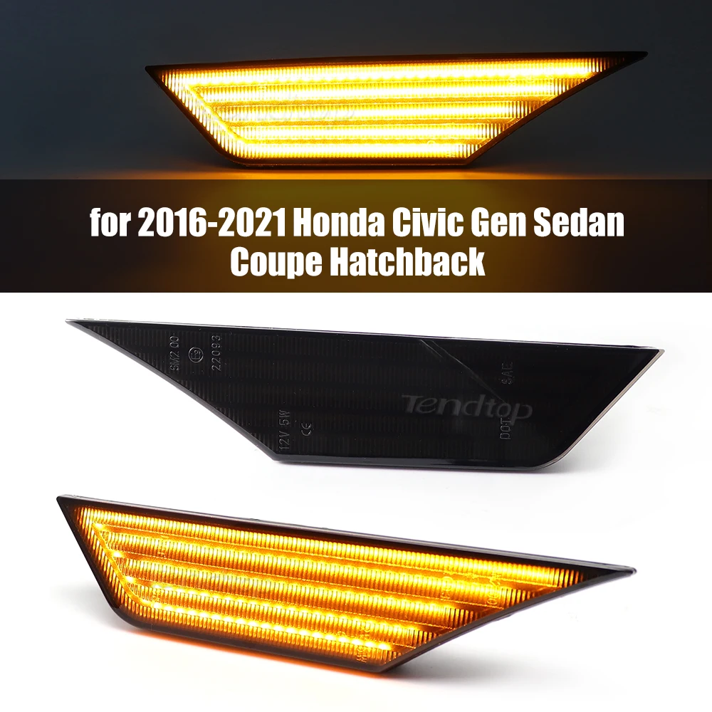 Dynamic Flowing LED Turn Signal Side Marker Light Blinker For Honda Civic 10th Gen Sedan/Coupe/Hatchback 2016 2017 2018 2019