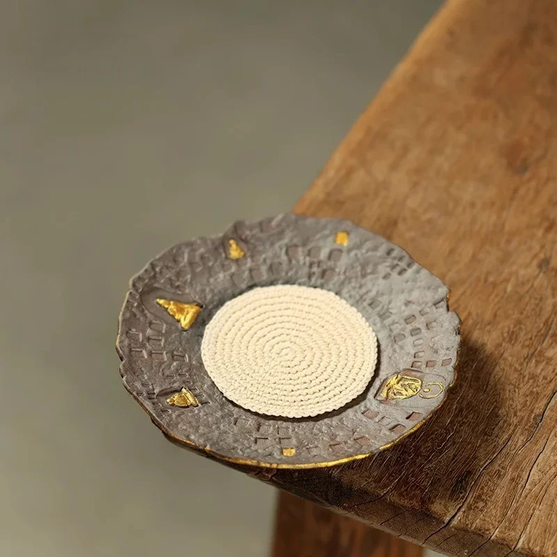 Creative Wabi-Sabi Teapot Holder Dry Soaking Tray Household Purple Clay Teapot Mat Coaster Tea Set Accessories