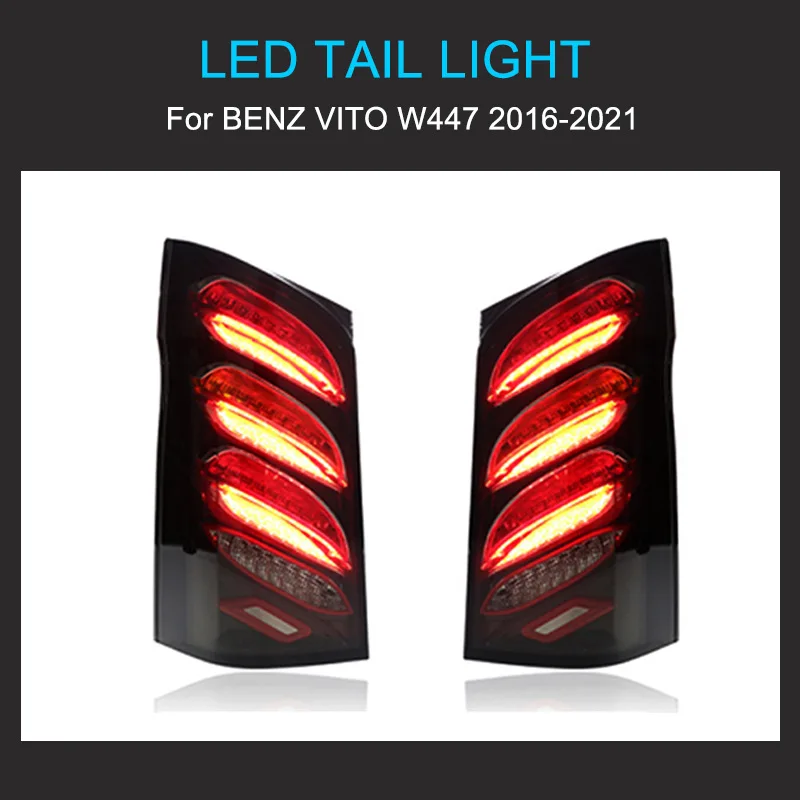 1 زوج مصباح ليد خلفي الجمعية لبنز فيتو W447 2016-2021 الضوء الخلفي التوصيل والتشغيل مع LED الديناميكي تحول أضواء خلفية