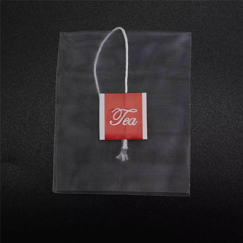 AT53 The New 500Pcs 5.8 X 7Cm Pyramid Tea Bag Filter Nylon Tea Bag Single String Label Transparent Empty Tea Bag