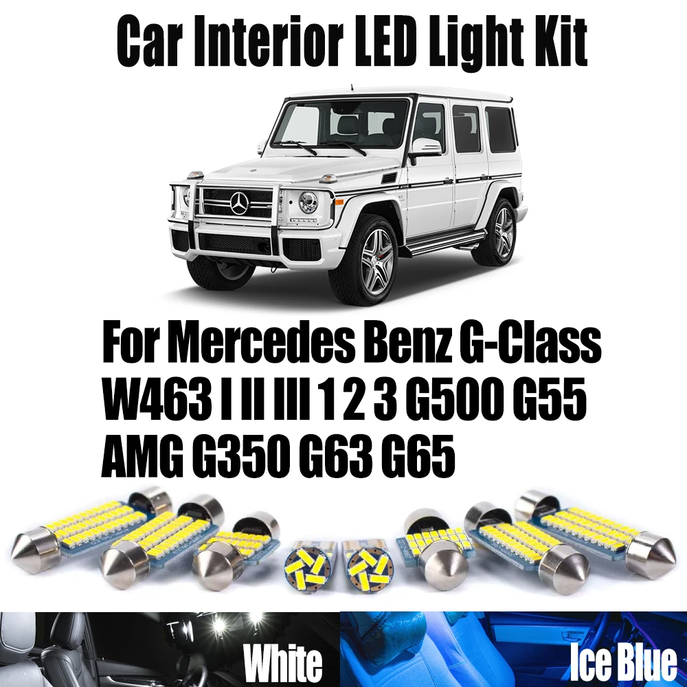 For Mercedes Benz G-Class W463 I II III 1 2 3 G500 G55 AMG G350 G63 G65 Car LED Interior Map Dome Light Ceiling Bulbs Kit Canbus