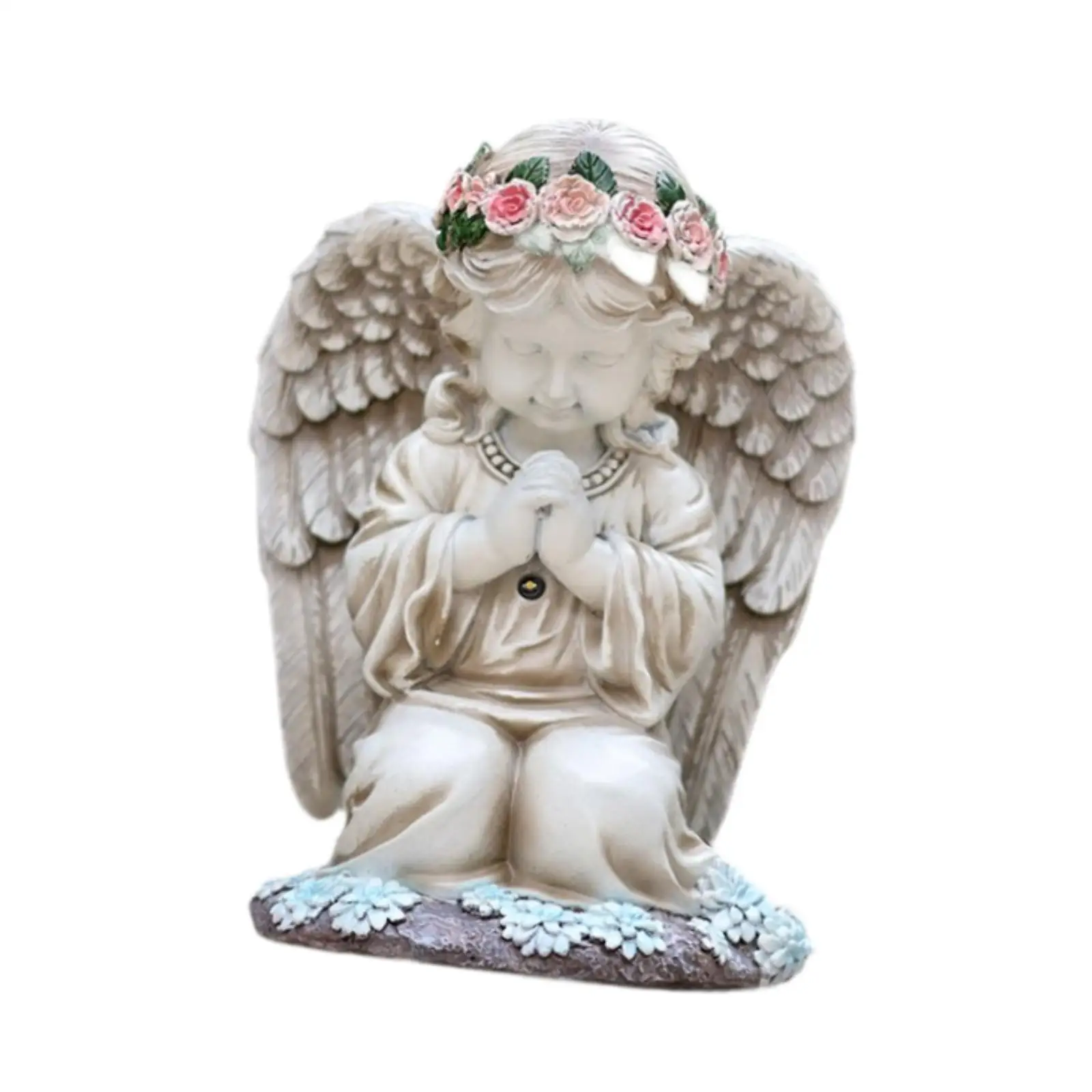 Angel Garden Statue Crafts Creative Solar Powered Praying Angel Figurine Garden Figurine for Lawn Courtyard Balcony Outside Yard