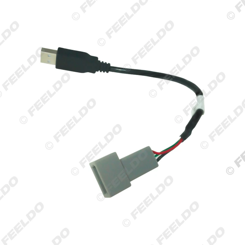 FEELDO Car Radio Audio 2.0 USB to 4Pin Socket Cable for Peugeot USB Wire Extension Connector Adapter