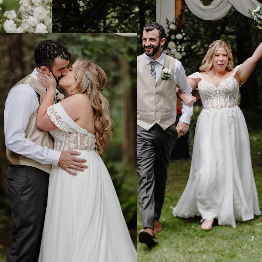 Sheer Sequins Tulle Plus Size Wedding Dress Side Slit Embroidered Appliqués Removable Draped Off Shoulder Sweetheart Bridal Gown
