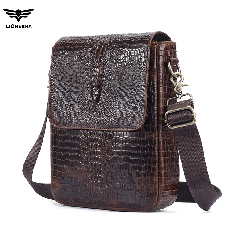 

Head layer cowhide men's crocodile pattern business commuting single shoulder diagonal cross genuine leather bag