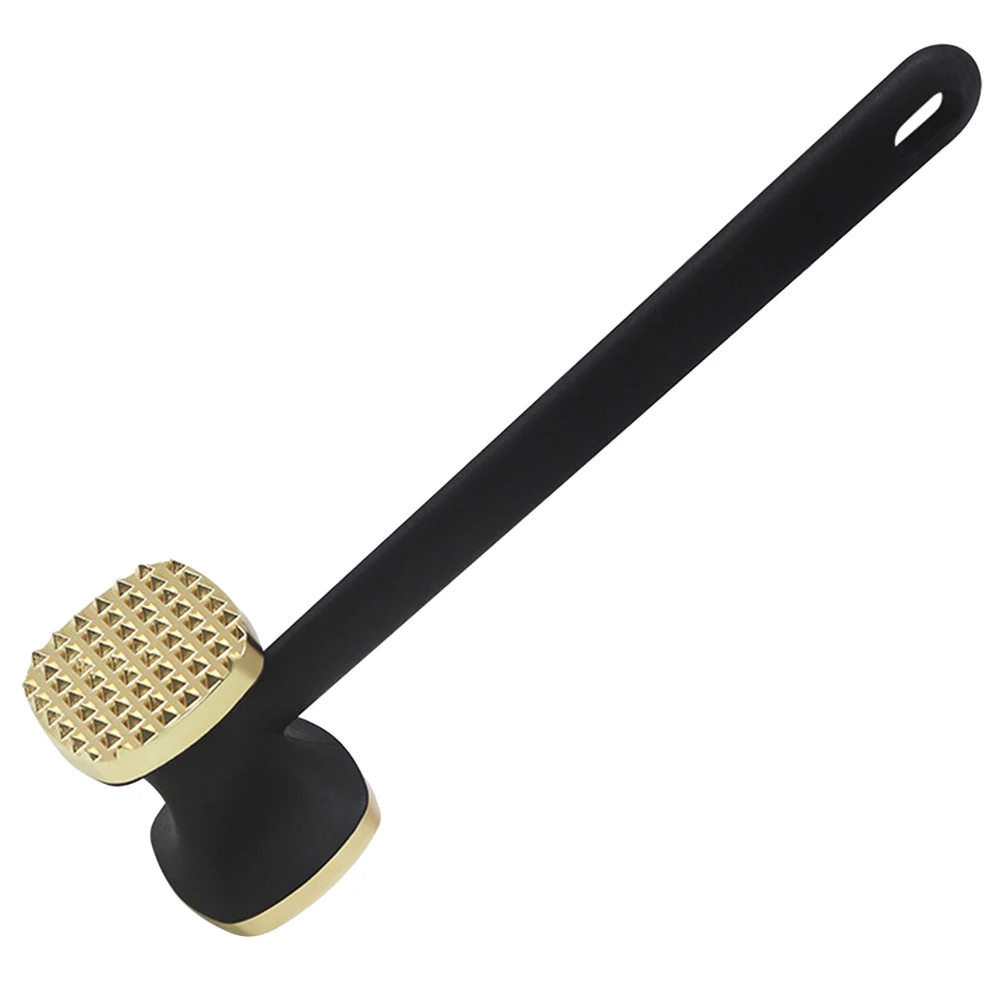 Zinc Alloy Meat Hammer with Nylon Handle Double-Sided Meat Hammer Square Steak Loose Meat Hammer Meat Tenderizer, Gold