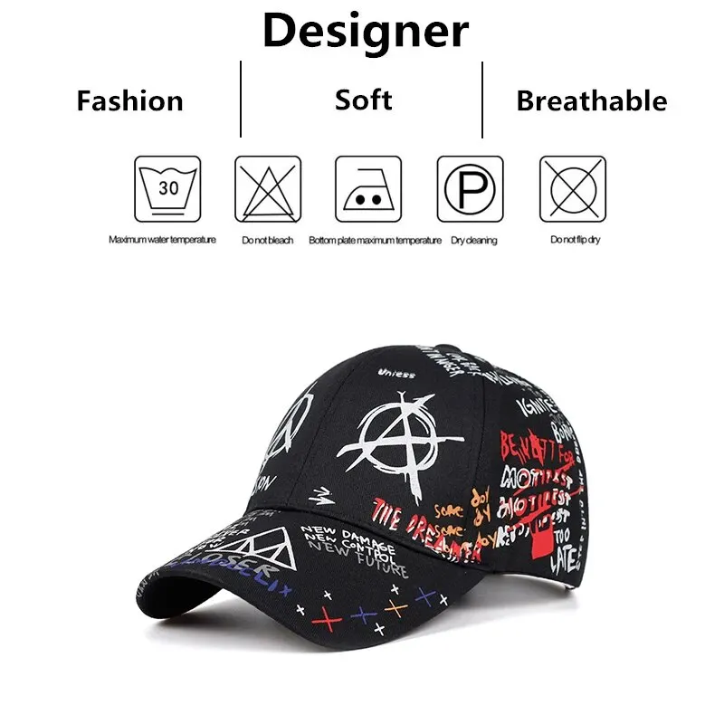 Unisex Colorful Eye Graffiti Print Snapback Baseball Caps Spring and Autumn Outdoor Adjustable Casual Hats Sunscreen Hat