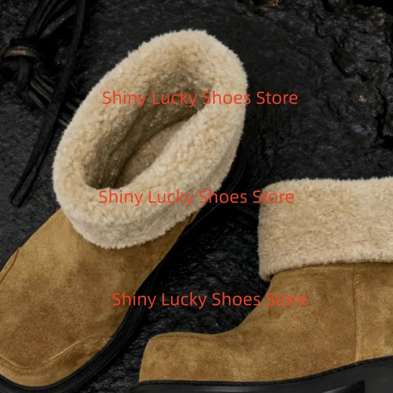 

Withfur Shoes for Womens Square Toes Chunky Mid Heels Sewing Lines Ladies Stitching Chassure Femme Solid Zapatos Mujer Velvet