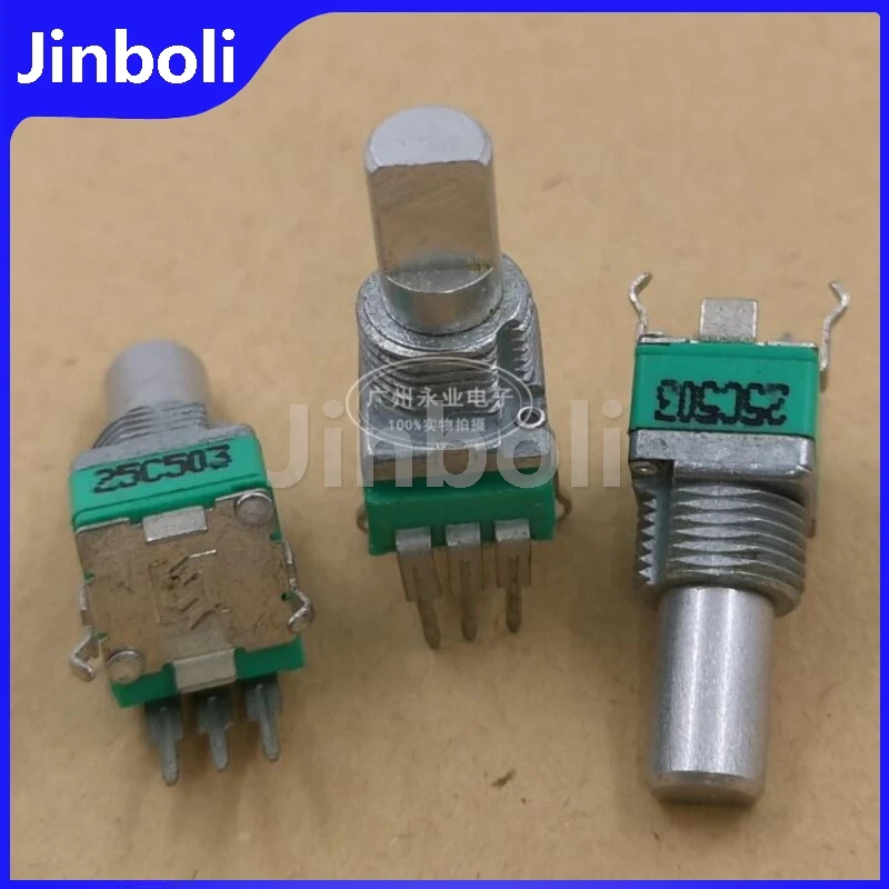 2PCS RK097 Type Vertical Bent Foot 3Pins C50K C503 With Midpoint Audio Volume Adjustment Potentiometer Half Shaft Length 15MMF