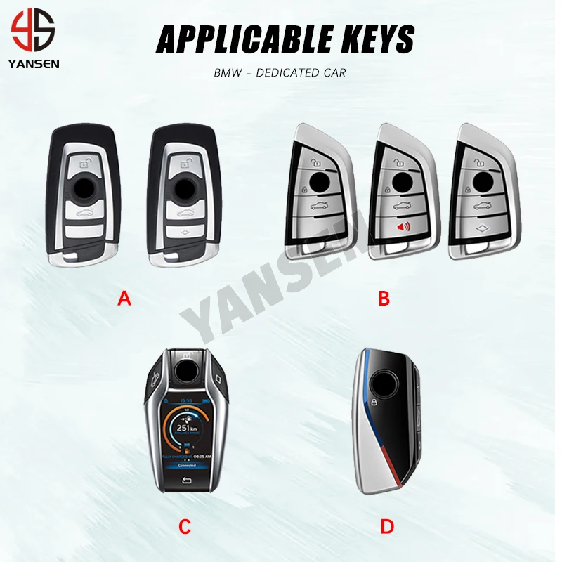 Carbon Fiber Key Protective Shell Remote Car Keys Case ABS For BMW X1 X3 X5 E60 E90 G30 F10 F20 F30 7 Series X7 iX LCD Display