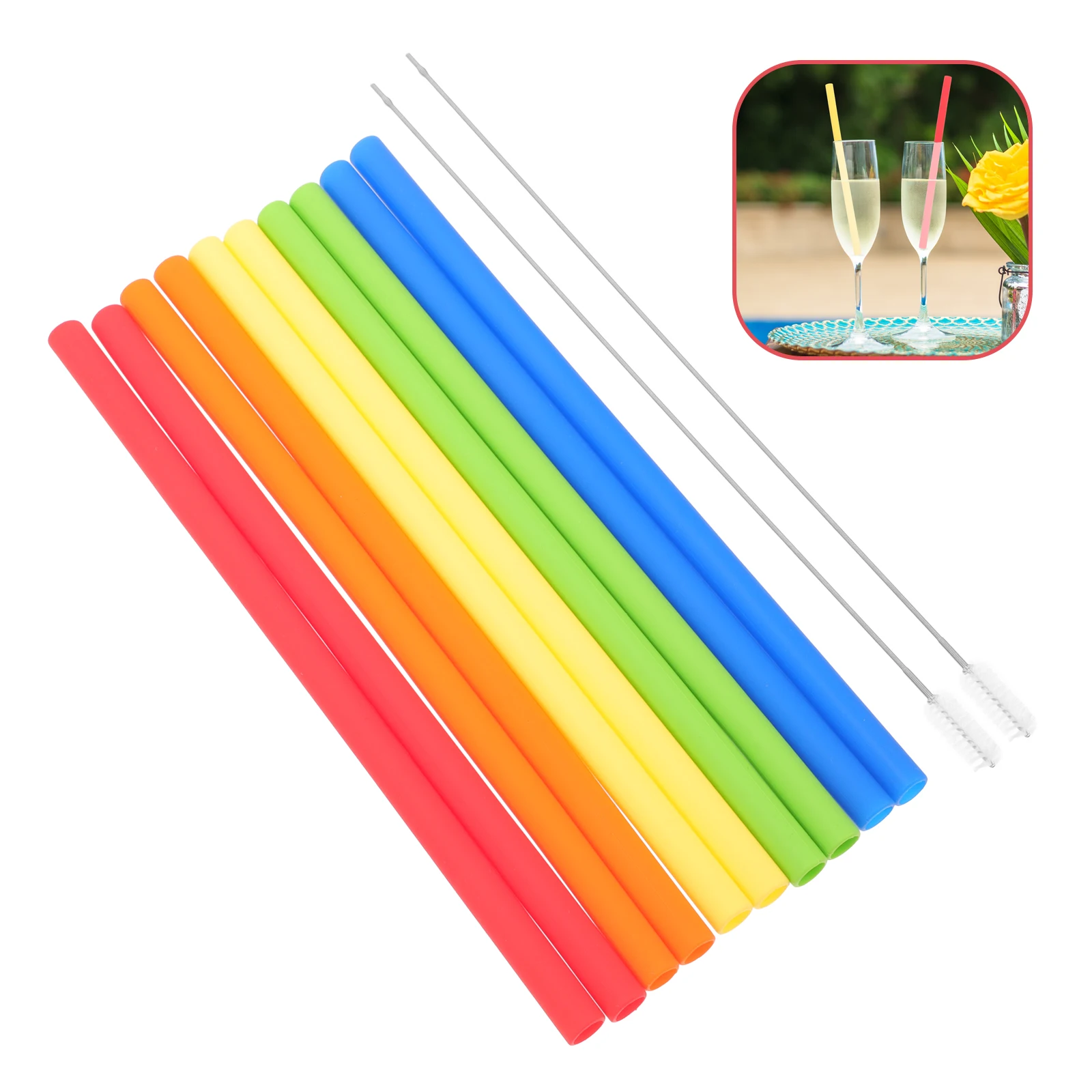 

1 set Food Grade Silicone Straws Set Reusable Curved Drinking Straws For Coffee Milk Tea Juice Smoothie Travel Party Household