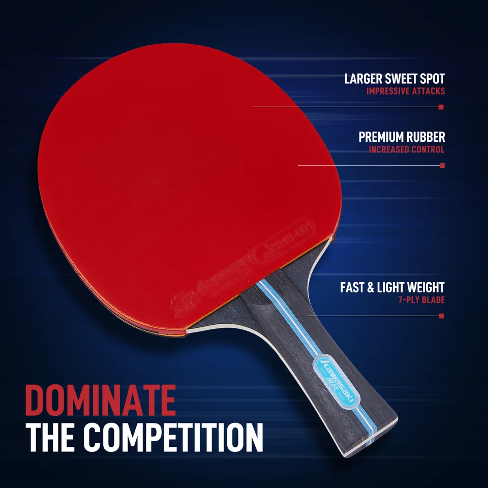 Kawasaki 卓球セット ラケット2本 ボール3個 ケース付き ITTF認定7層