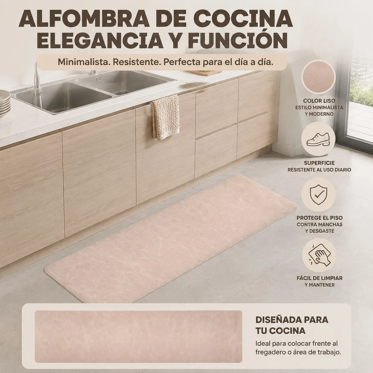 Tappeto da cucina lungo, dimensioni 200x50 cm, con effetto marmo rosa, tappetino antiscivolo in PVC per corridoio e pavimenti di casa, tappeto decorativo di grandi dimensioni, resistente e lavabile.