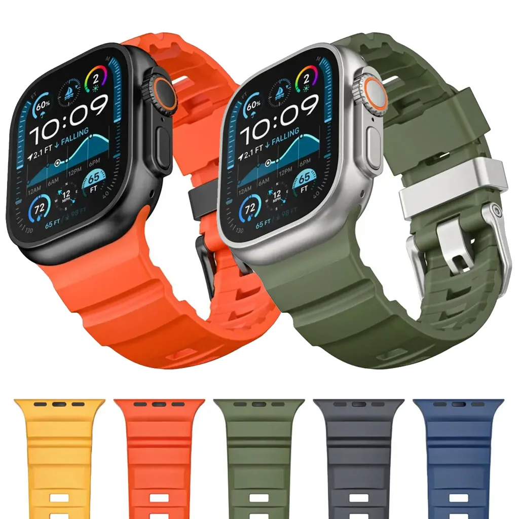 حزام مطاطي لساعة أبل الترا 2 الفرقة 49 ملم سيليكون الرياضة حلقة سوار لسلسلة iwatch 10 9 8 7 6 SE 46 مللي متر 45 مللي متر 44 مللي متر 42 مللي متر