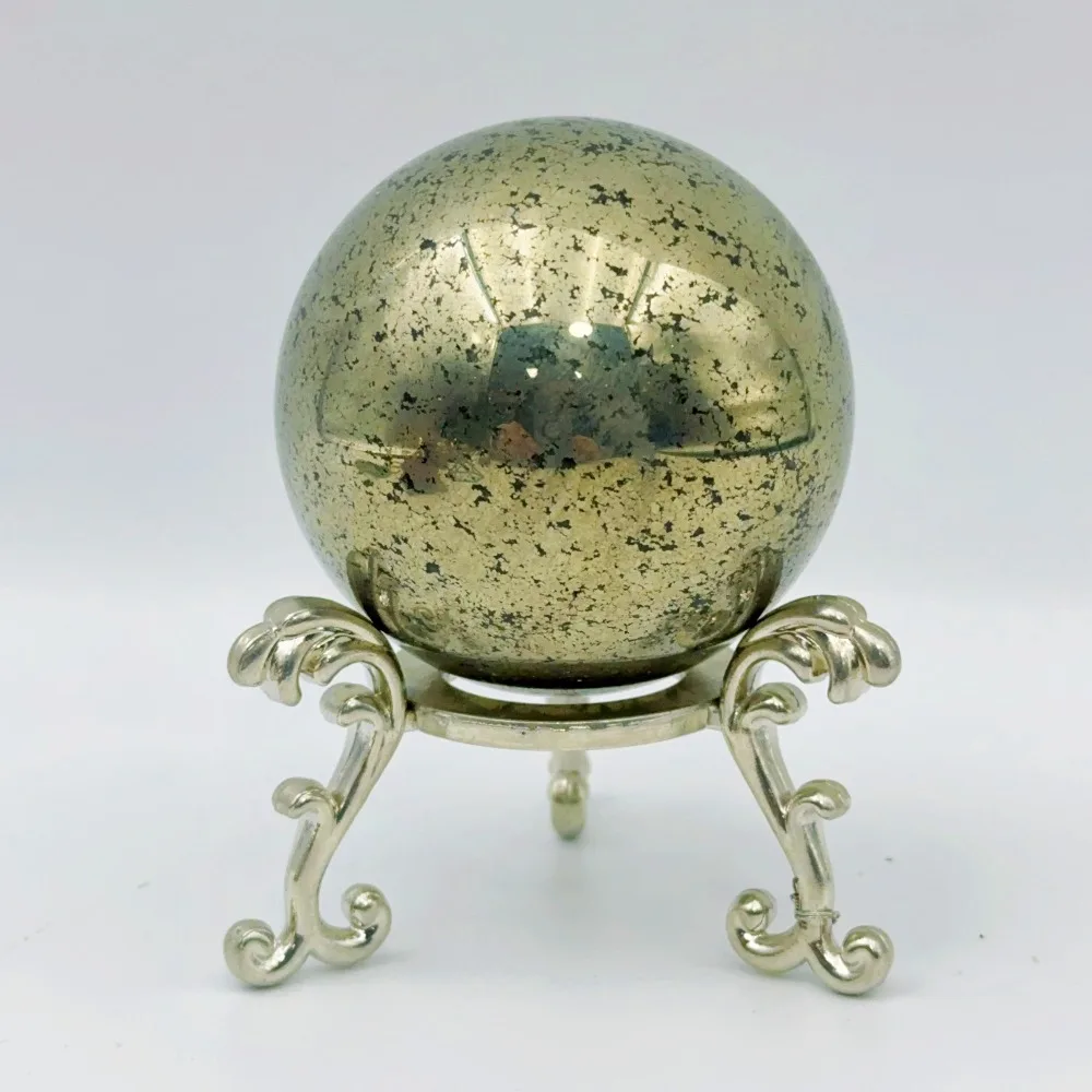 1pc Pyrite Crystal Ball, Unique Crystal Sphere Decor with Texture and Metallic Shine, Perfect for Christmas & Thanksgiving Gifts