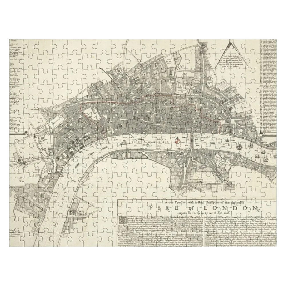 

Vintage Great Fire of London Map (1666) Jigsaw Puzzle Puzzle Custom Wood Name Puzzle