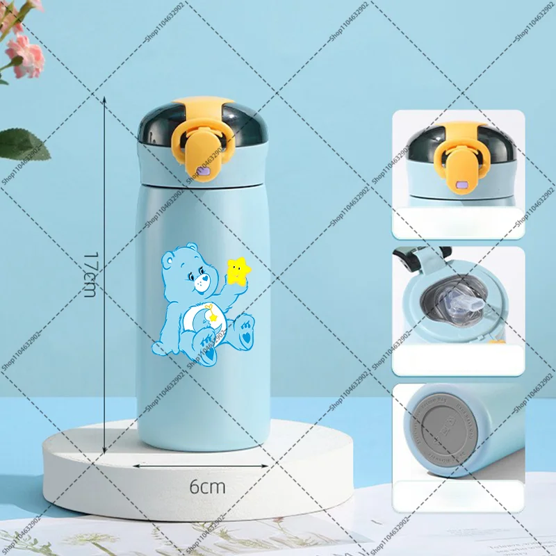 320ML Zorg Beren Kinderen Roestvrijstalen Thermische Fles Draagbare Kinderen Stro Mok Cartoon Anime Waterflessen Verjaardagsfeestje Geschenken