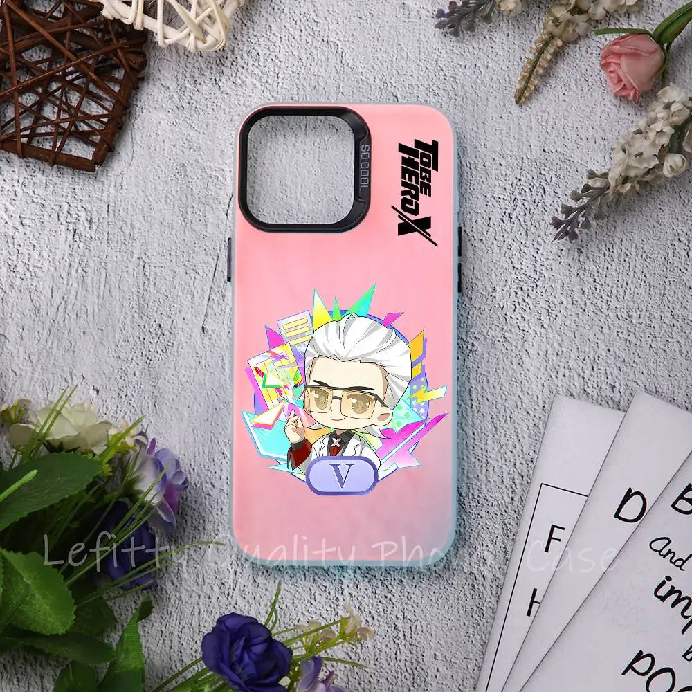 

To Be H-HEROS Cute Cartoon Phone Case For IPhone 16 15 14 13 12 11 Pro Max Matte Aurora Multicolor Laser Metallic Gradient Funda
