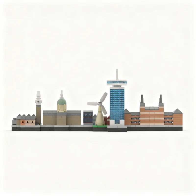 453PCS MOC Architecture Amsterdam Skyline Model Custom Building Blocks DIY Assembly Display Gift Collectible Decoration Ideas view 3