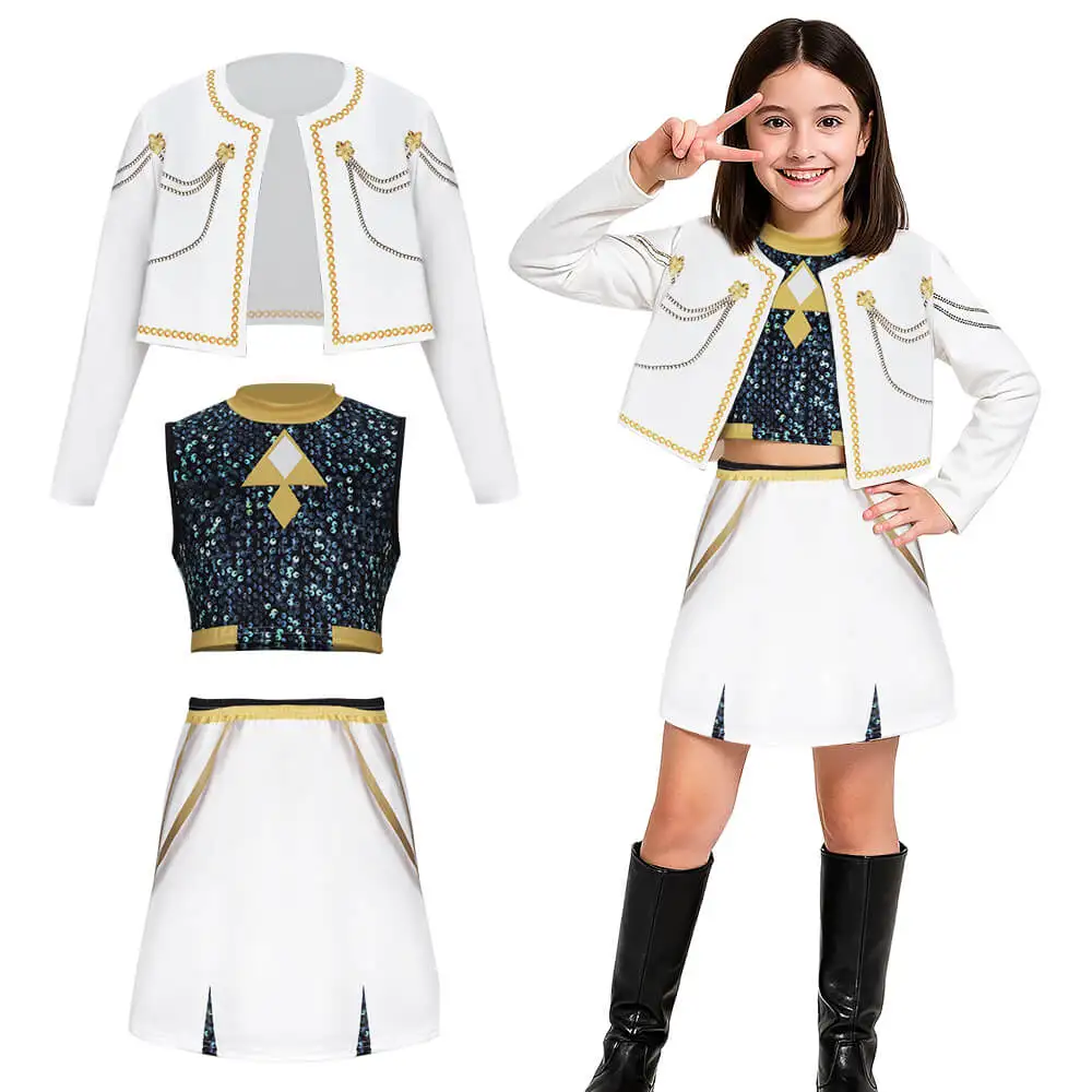 

Kids Zoey Golden Stage Outfits Cosplay Costume Demon Hunter Child Fancy Dress Role Play Halloween Carnival Party Clothing
