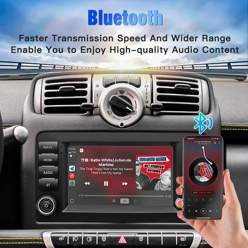 2025 7 بوصة لينكس سيارة ستيريو لاسلكي CarPlay أندرويد السيارات نظام تحديد المواقع FM DSP بلوتوث مشغل وسائط متعددة لبنز الذكية Fortwo