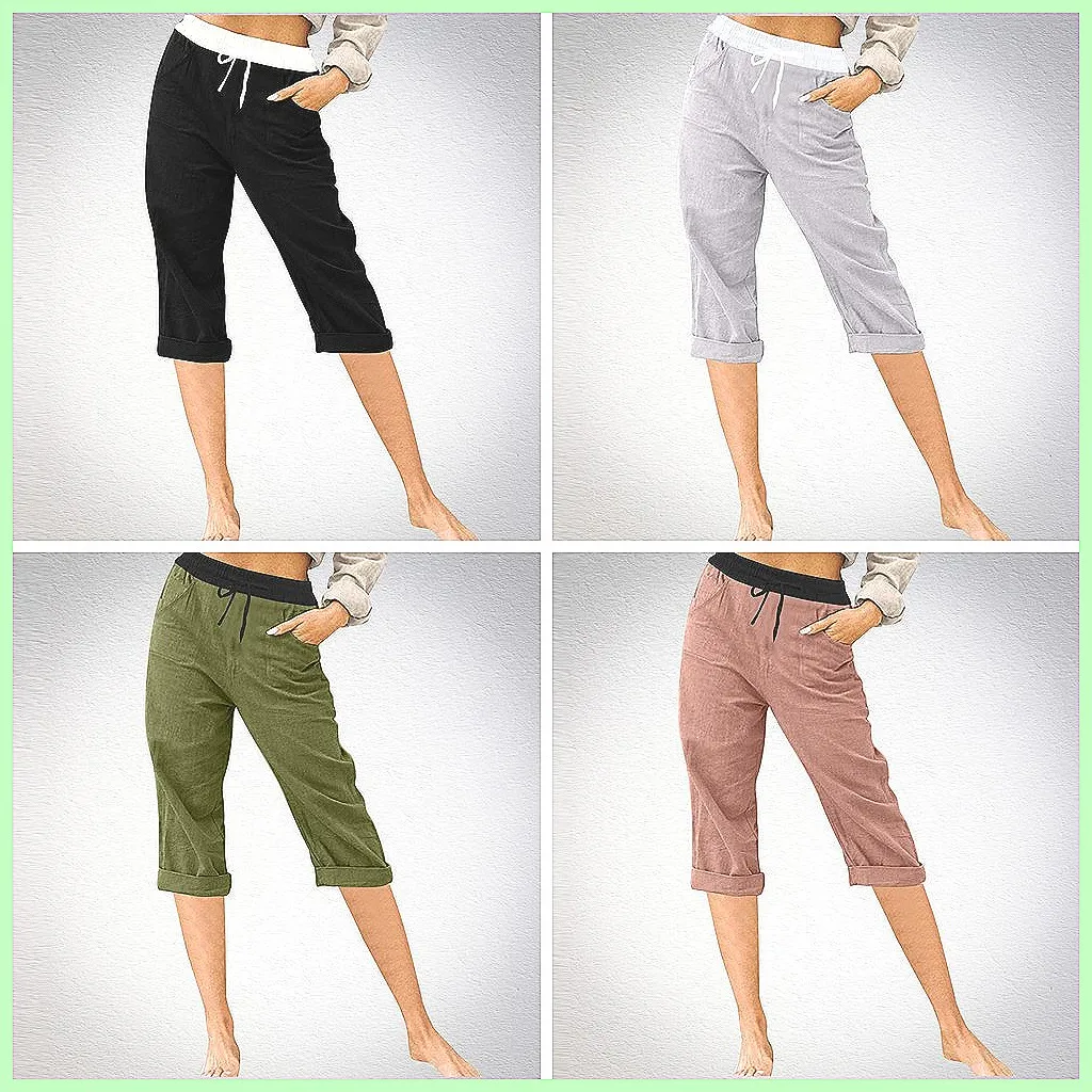 

Women's High Waist Stretch Shorts, Straight Leg Summer Casual Shorts with Rolled Hem, Solid Color Versatile Pants